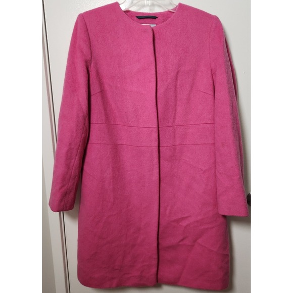Boden Wool Mohair Imelda Coat Long Pale Pink Hidden Snap Closure Lined Sz Med 8 - Picture 2 of 12